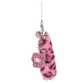 Japan Sanrio Original Dangling Tail Mascot Strap - Hello Kitty : Leopard Gal Cat Pink - 1