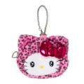 Japan Sanrio Original Face-shaped Pouch Bag Charm - Hello Kitty : Leopard Gal Cat Pink - 1