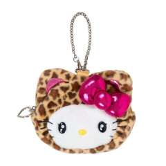 Japan Sanrio Original Face-shaped Pouch Bag Charm - Hello Kitty : Leopard Gal Cat