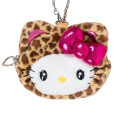 Japan Sanrio Original Face-shaped Pouch Bag Charm - Hello Kitty : Leopard Gal Cat - 2