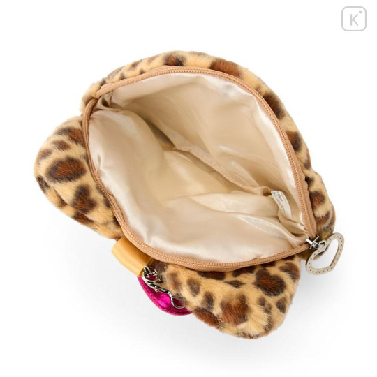 Japan Sanrio Original Face-shaped Pouch Bag Charm - Hello Kitty : Leopard Gal Cat - 3