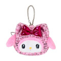 Japan Sanrio Original Face-shaped Pouch Bag Charm - My Melody : Leopard Gal Cat - 1