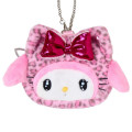 Japan Sanrio Original Face-shaped Pouch Bag Charm - My Melody : Leopard Gal Cat - 2