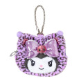 Japan Sanrio Original Face-shaped Pouch Bag Charm - Kuromi : Leopard Gal Cat - 1