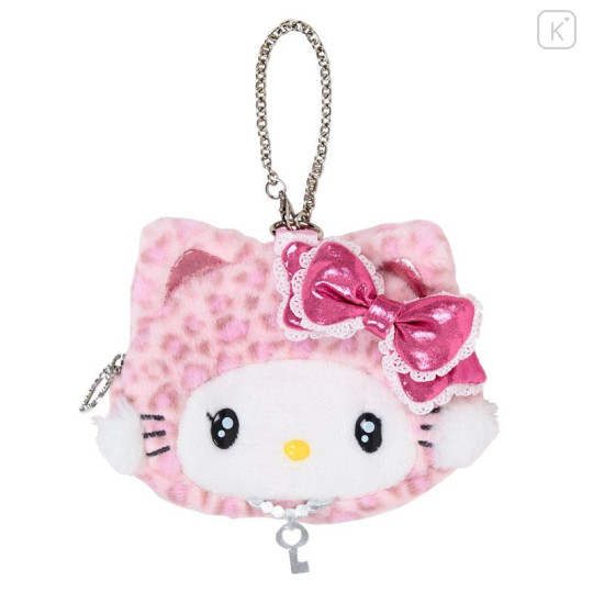 Japan Sanrio Original Face-shaped Pouch Bag Charm - Charmmy Kitty : Leopard Gal Cat - 1