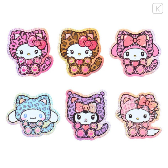 Japan Sanrio Original Sticker Set - Leopard Gal Cat Sparkling Hologram - 3