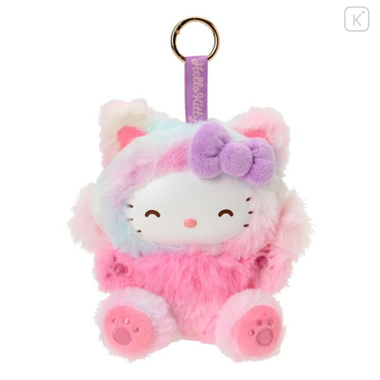 Japan Sanrio Plush Mascot Keychain - Hello Kitty : Fine Face Cat Pink - 1