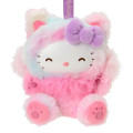 Japan Sanrio Plush Mascot Keychain - Hello Kitty : Fine Face Cat Pink - 2