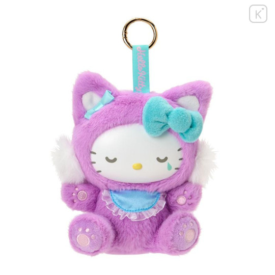Japan Sanrio Plush Mascot Keychain - Hello Kitty : Fine Face Cat Purple - 1