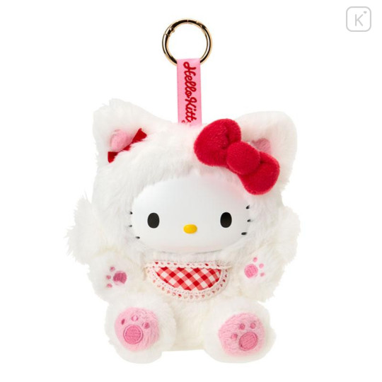 Japan Sanrio Plush Mascot Keychain - Hello Kitty : Fine Face Cat White - 1