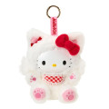 Japan Sanrio Plush Mascot Keychain - Hello Kitty : Fine Face Cat White - 1
