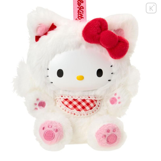 Japan Sanrio Plush Mascot Keychain - Hello Kitty : Fine Face Cat White - 2
