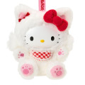 Japan Sanrio Plush Mascot Keychain - Hello Kitty : Fine Face Cat White - 2