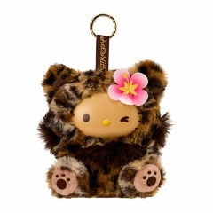 Japan Sanrio Plush Mascot Keychain - Hello Kitty : Fine Face Cat Tan Leopard