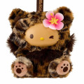 Japan Sanrio Plush Mascot Keychain - Hello Kitty : Fine Face Cat Tan Leopard - 2