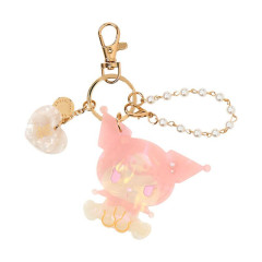 Japan Sanrio Mascot Bag Charm Keychain - Kuromi : Baby Pink Shell Holographic