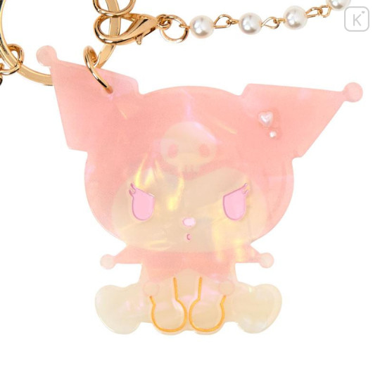 Japan Sanrio Mascot Bag Charm Keychain - Kuromi : Baby Pink Shell Holographic - 2