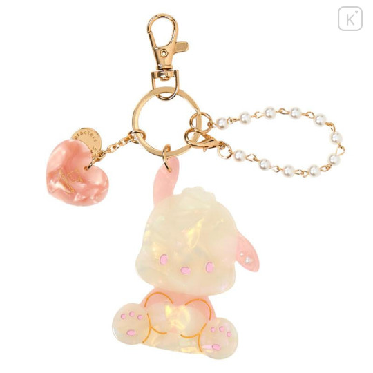 Japan Sanrio Mascot Bag Charm Keychain - Pochacco : Baby Pink Shell Holographic - 1