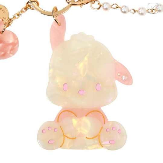 Japan Sanrio Mascot Bag Charm Keychain - Pochacco : Baby Pink Shell Holographic - 2