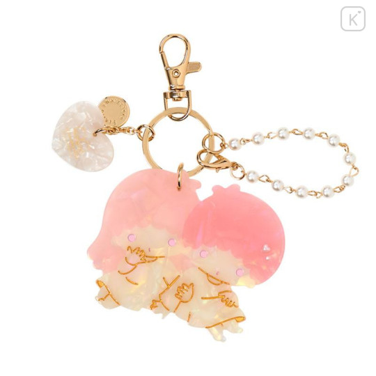 Japan Sanrio Mascot Bag Charm Keychain - Little Twin Stars : Baby Pink Shell Holographic - 1