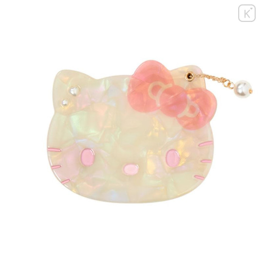 Japan Sanrio Slide Mirror - Hello Kitty : Baby Pink Shell Holographic - 1