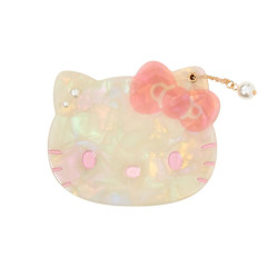Japan Sanrio Slide Mirror - Hello Kitty : Baby Pink Shell Holographic
