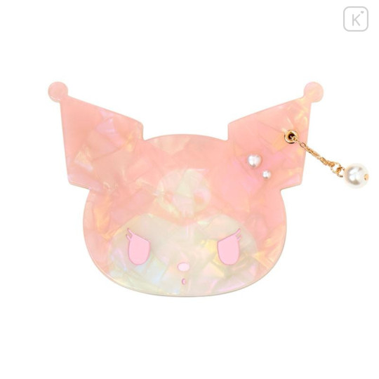 Japan Sanrio Slide Mirror - Kuromi : Baby Pink Shell Holographic - 1
