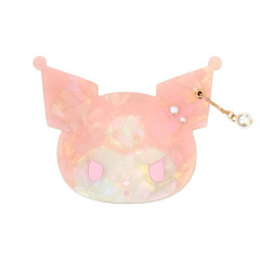 Japan Sanrio Slide Mirror - Kuromi : Baby Pink Shell Holographic