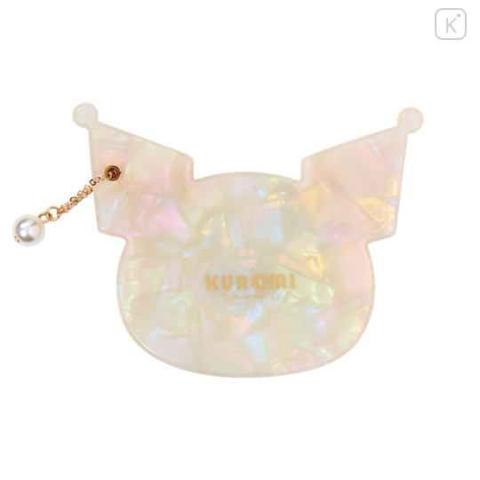 Japan Sanrio Slide Mirror - Kuromi : Baby Pink Shell Holographic - 2