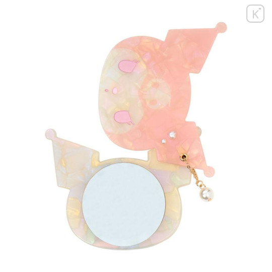 Japan Sanrio Slide Mirror - Kuromi : Baby Pink Shell Holographic - 3