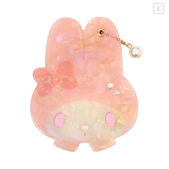 Japan Sanrio Slide Mirror - My Melody : Baby Pink Shell Holographic - 1
