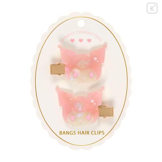 Japan Sanrio Acrylic Hair Clip Set - Kuromi : Baby Pink Shell Holographic - 1
