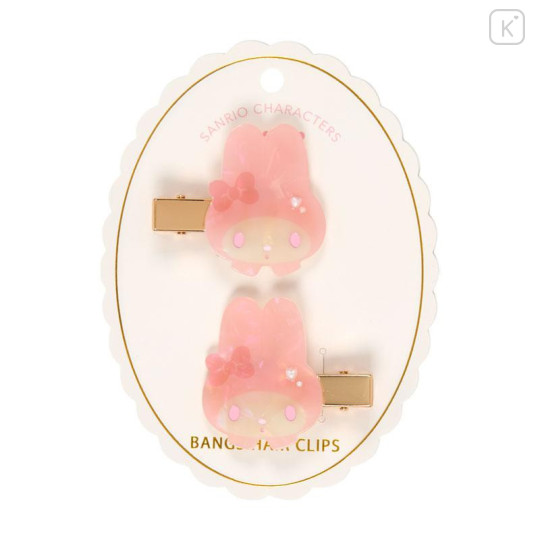 Japan Sanrio Acrylic Hair Clip Set - My Melody : Baby Pink Shell Holographic - 1