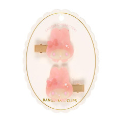 Japan Sanrio Acrylic Hair Clip Set - My Melody : Baby Pink Shell Holographic