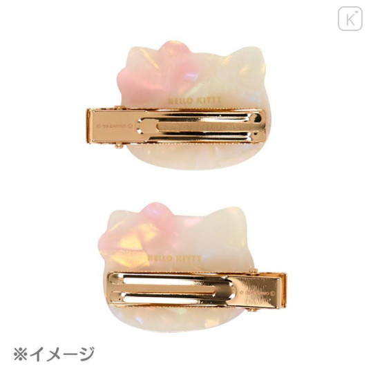 Japan Sanrio Acrylic Hair Clip Set - My Melody : Baby Pink Shell Holographic - 3