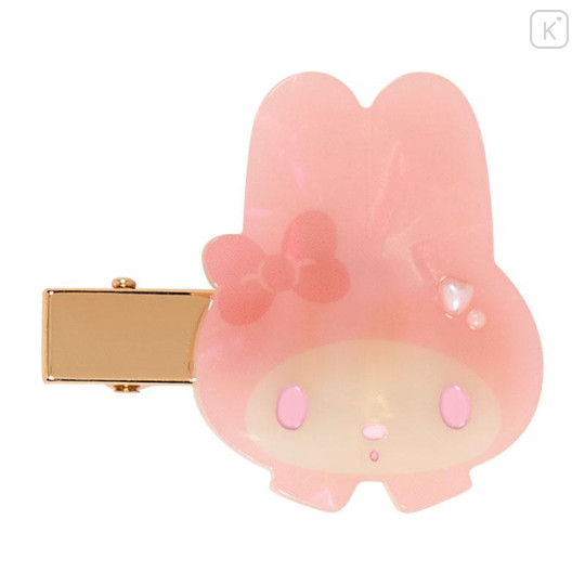 Japan Sanrio Acrylic Hair Clip Set - My Melody : Baby Pink Shell Holographic - 4