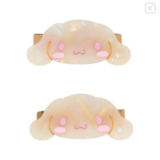 Japan Sanrio Acrylic Hair Clip Set - Cinnamoroll : Baby Pink Shell Holographic - 2