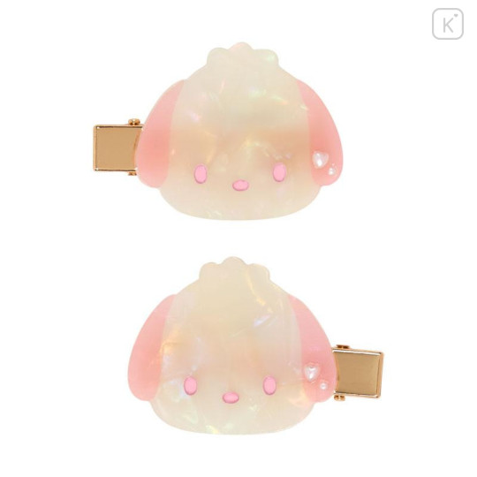 Japan Sanrio Acrylic Hair Clip Set - Pochacco : Baby Pink Shell Holographic - 2