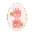 Japan Sanrio Acrylic Hair Clip Set - Bad Badtz-maru : Baby Pink Shell Holographic - 1