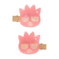 Japan Sanrio Acrylic Hair Clip Set - Bad Badtz-maru : Baby Pink Shell Holographic - 2