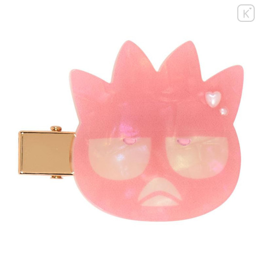 Japan Sanrio Acrylic Hair Clip Set - Bad Badtz-maru : Baby Pink Shell Holographic - 4