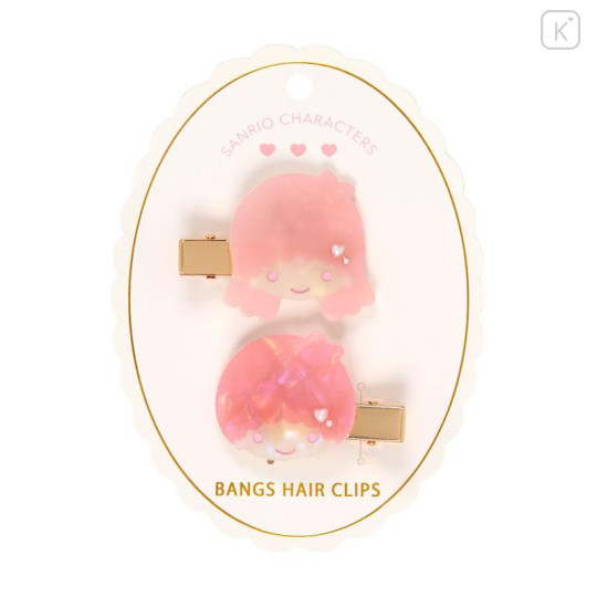 Japan Sanrio Acrylic Hair Clip Set - Little Twin Stars : Baby Pink Shell Holographic - 1