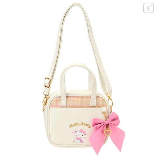 Japan Sanrio Original Kids Shoulder Crossbody Bag - Hello Kitty : Ivory Big Ribbon - 1