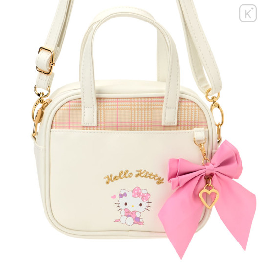 Japan Sanrio Original Kids Shoulder Crossbody Bag - Hello Kitty : Ivory Big Ribbon - 2