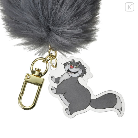 Japan Disney Store Keychain - Cinderella : Cat Lucifer Fluffy Tail Key Chain Fes - 3