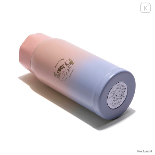 Japan Mofusand Lightweight Stainless Steel Screw Bottle 350ml - Cat Pink Blue - 6