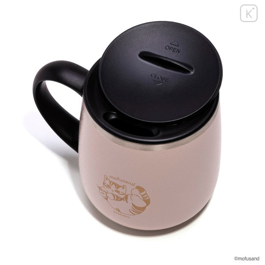 Japan Mofusand Stainless Steel Mug with Lid - Cat Nyan Pink - 6