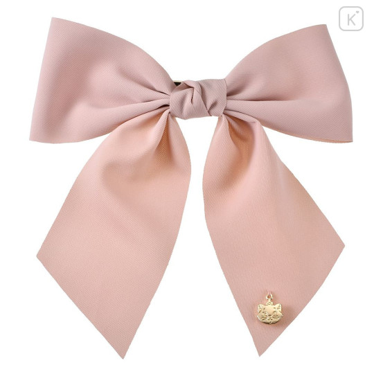 Japan Disney Store Ribbon Barrette - Marie : Pink with Gold Charm - 1