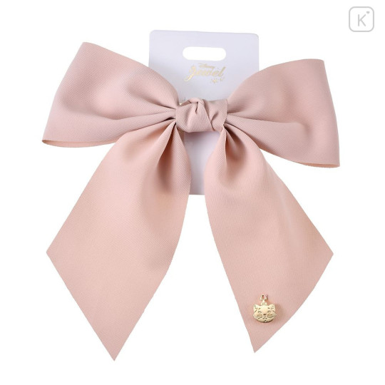 Japan Disney Store Ribbon Barrette - Marie : Pink with Gold Charm - 2