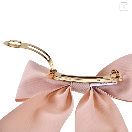 Japan Disney Store Ribbon Barrette - Marie : Pink with Gold Charm - 4